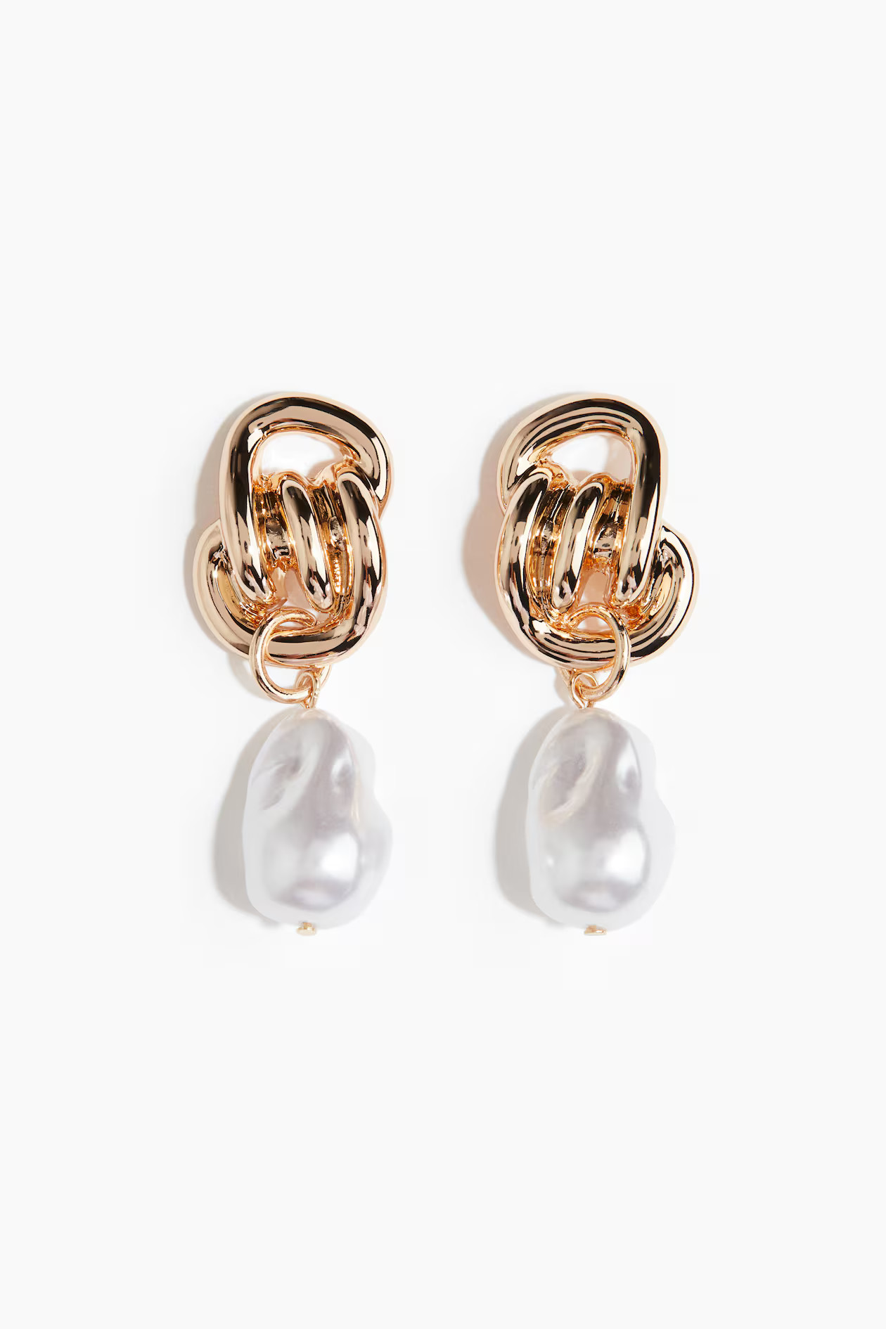 Bead-pendant earrings - Gold-coloured/White - Ladies | H&M GB | H&M (UK, MY, IN, SG, PH, TW, HK)