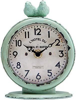 Amazon.com: NIKKY HOME Vintage Table Clock, Shabby Chic Pewter Round Quartz Shelf Desk Clock with... | Amazon (US)