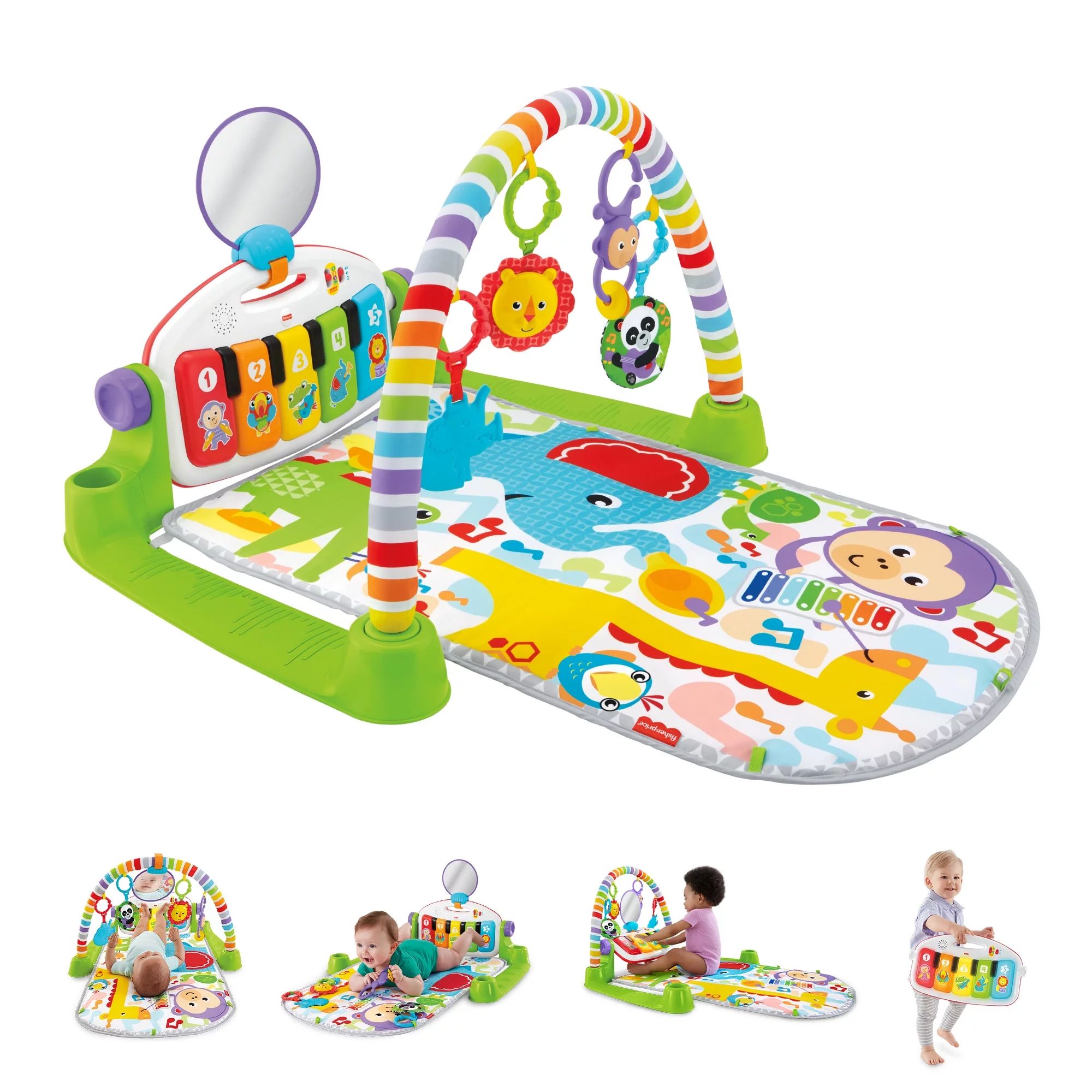 Fisher-Price Deluxe Kick & Play Piano Gym Infant Playmat with Electronic Learning Toy, Green | Walmart (US)