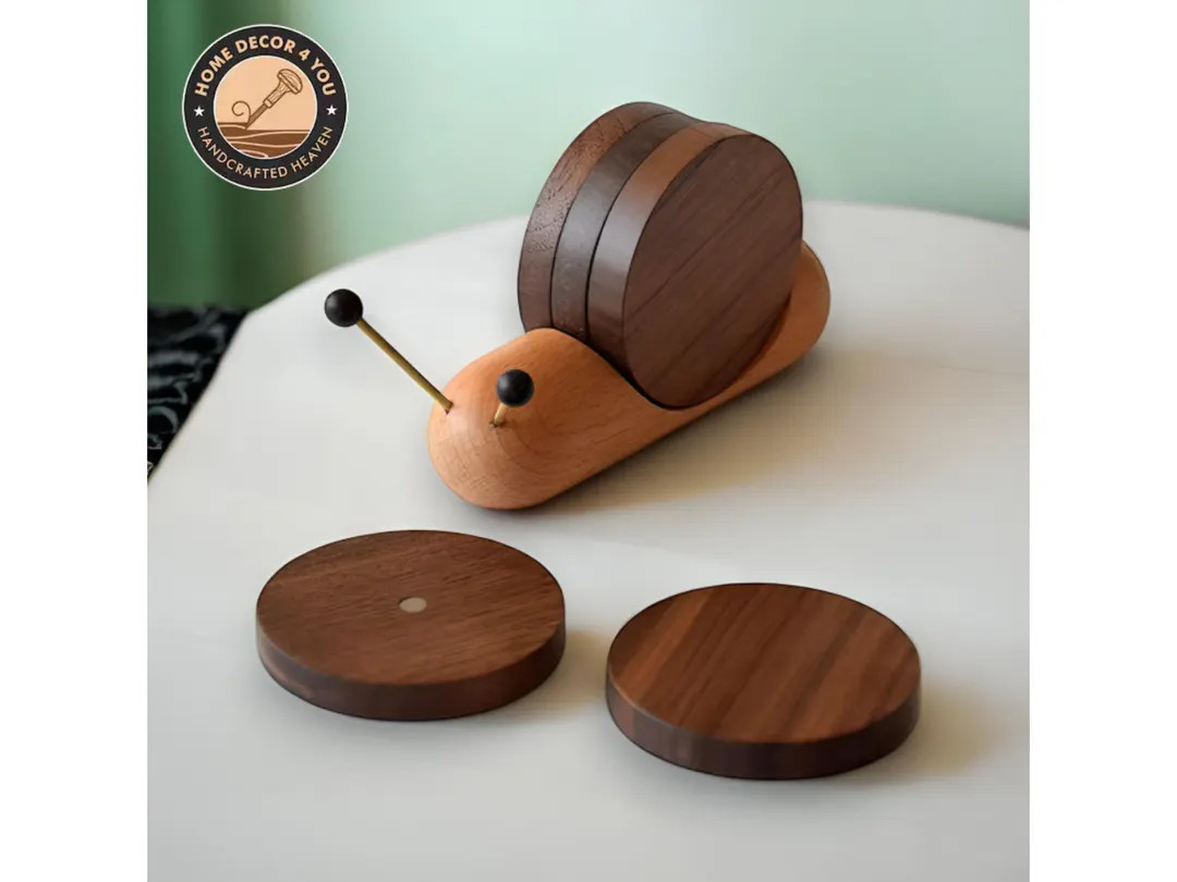 Snail Coaster Set, Wooden Cup Mat Placemats, Wooden Tea Coaster Set Kitchen Gift - Etsy | Etsy (US)