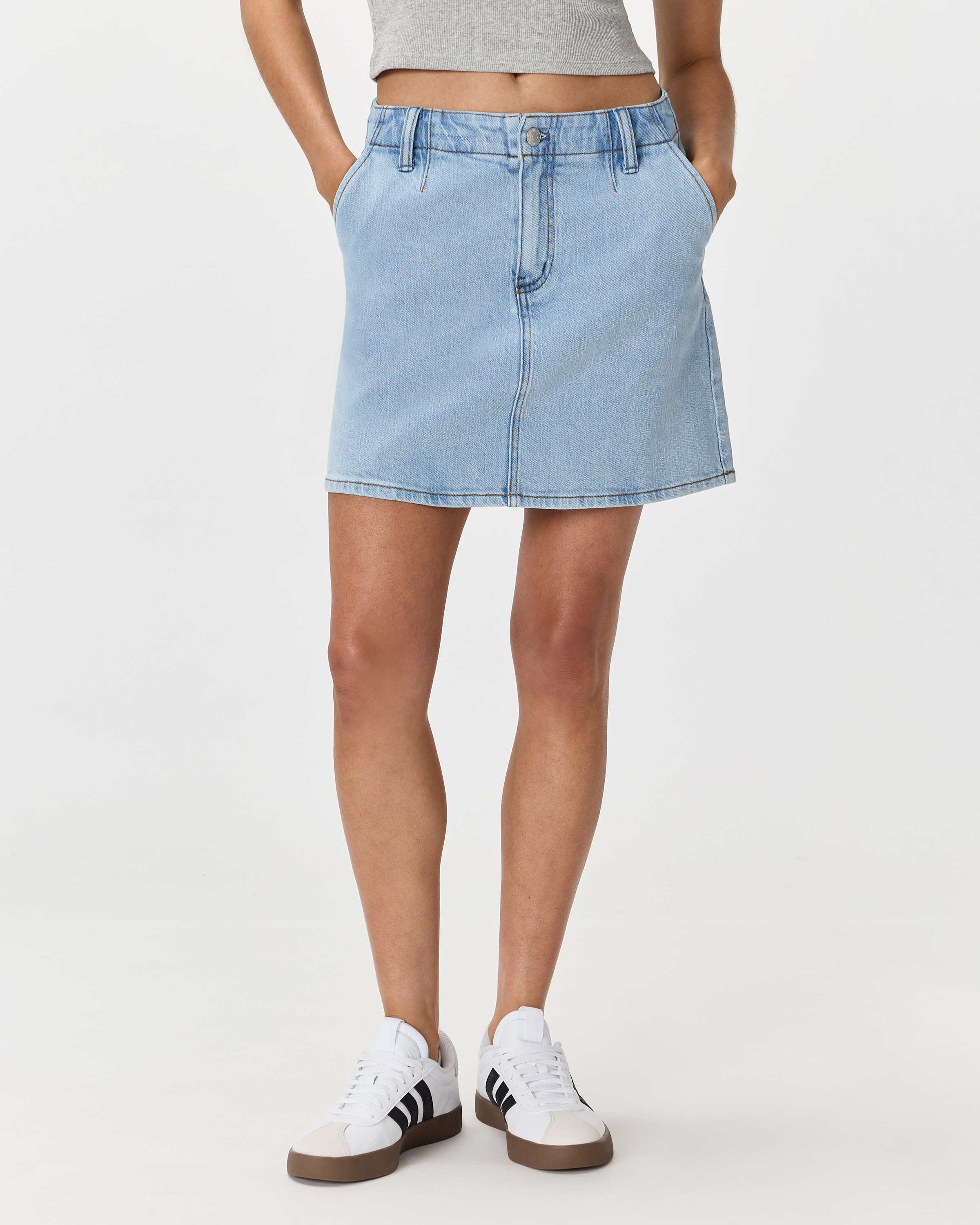 Quince | Women's Stretch Denim Mini Skirt in Cool Blue, Size 25, Organic Cotton | Quince