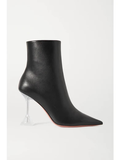 Amina Muaddi - Giorgia Leather Ankle Boots - Black | NET-A-PORTER (US)