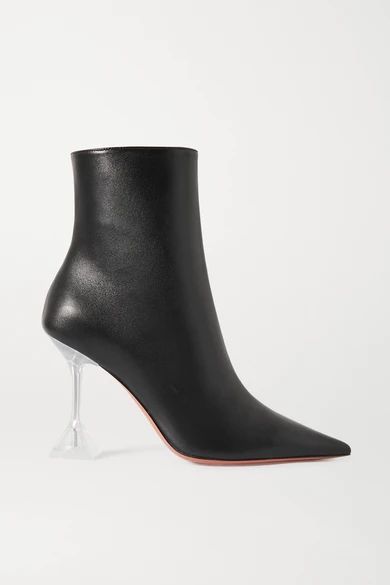 Amina Muaddi - Giorgia Leather Ankle Boots - Black | NET-A-PORTER (US)