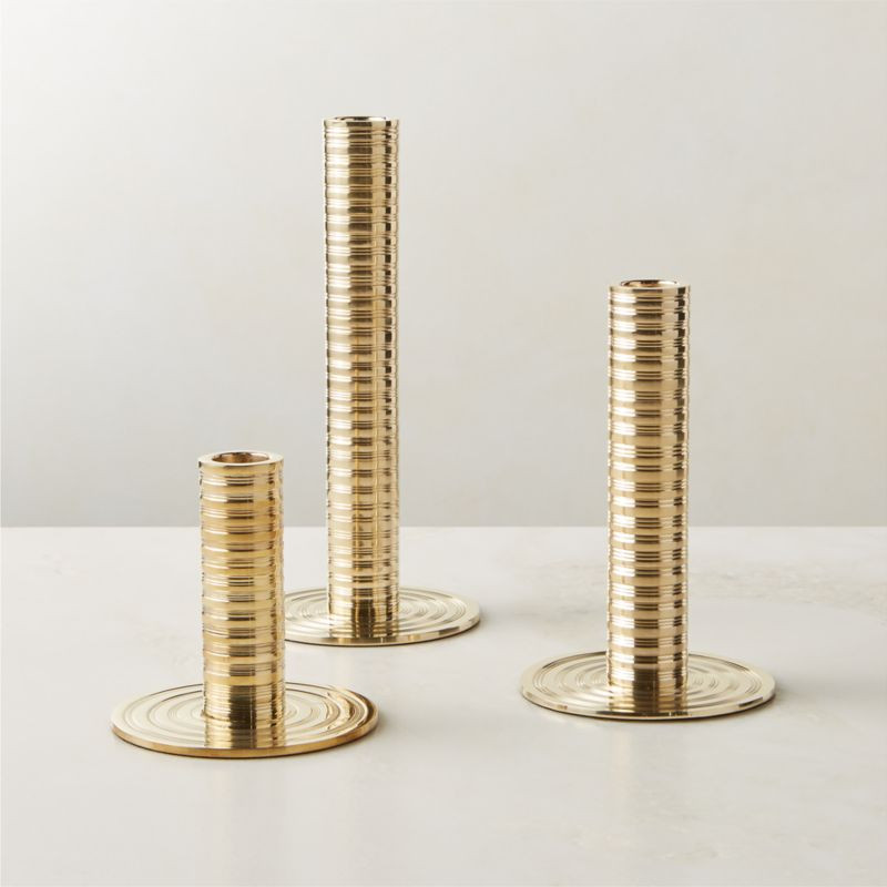 Spencer Brass Taper Candle Holder Set of 3 | CB2 | CB2