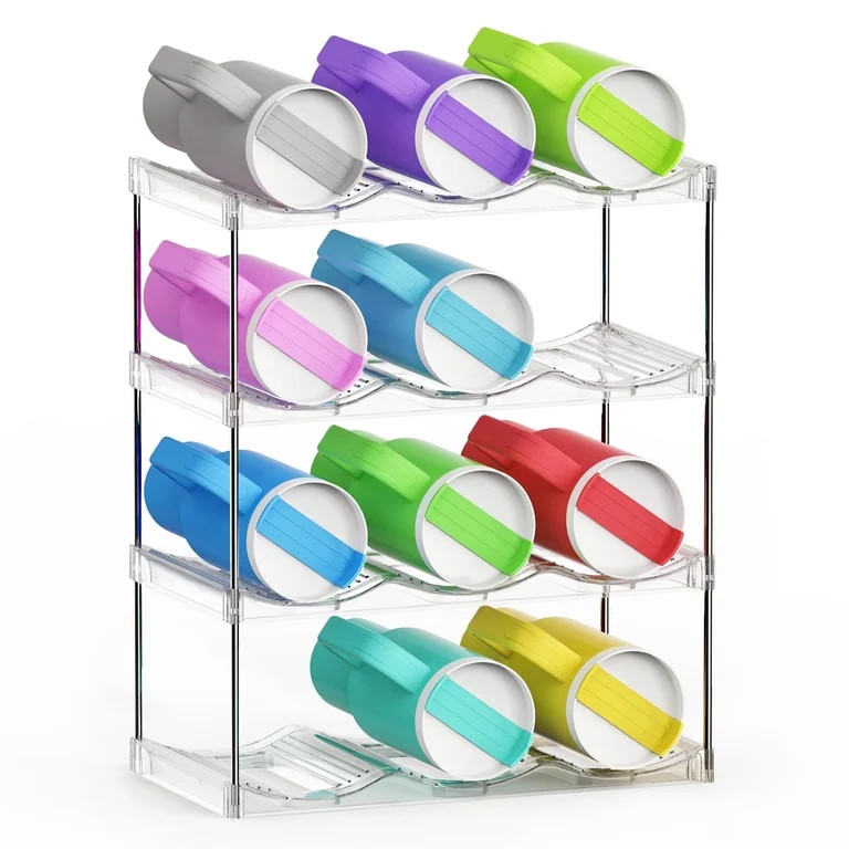 FOUKUS Water Bottle Organizer 4-Tier Stackable Holder – Fits 12 Large 40oz Tumblers Compatible ... | Walmart (US)