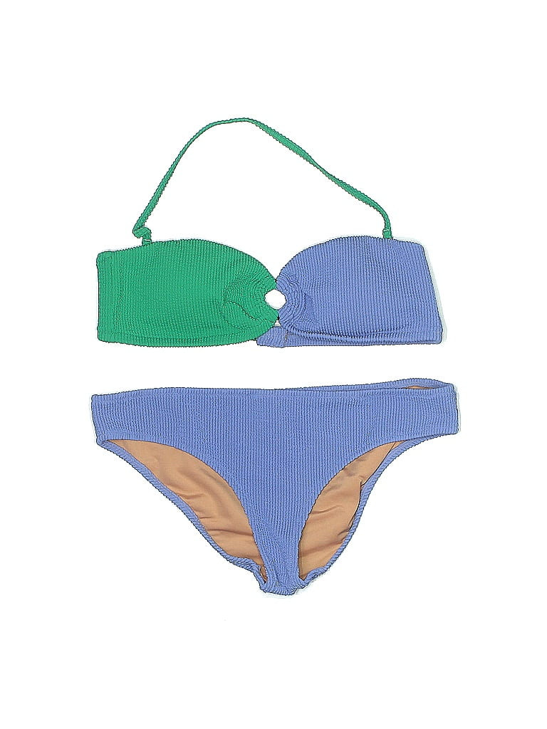 J. Crew Two Piece Swimsuit: Blue Solid Swimwear - Size Large | ThredUp