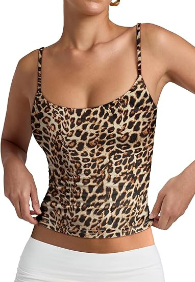 PINKMSTYLE Women's Basic Double Lined Scoop Neck Tank Tops Adjustable Cami Tank Summer Sleeveless... | Amazon (US)