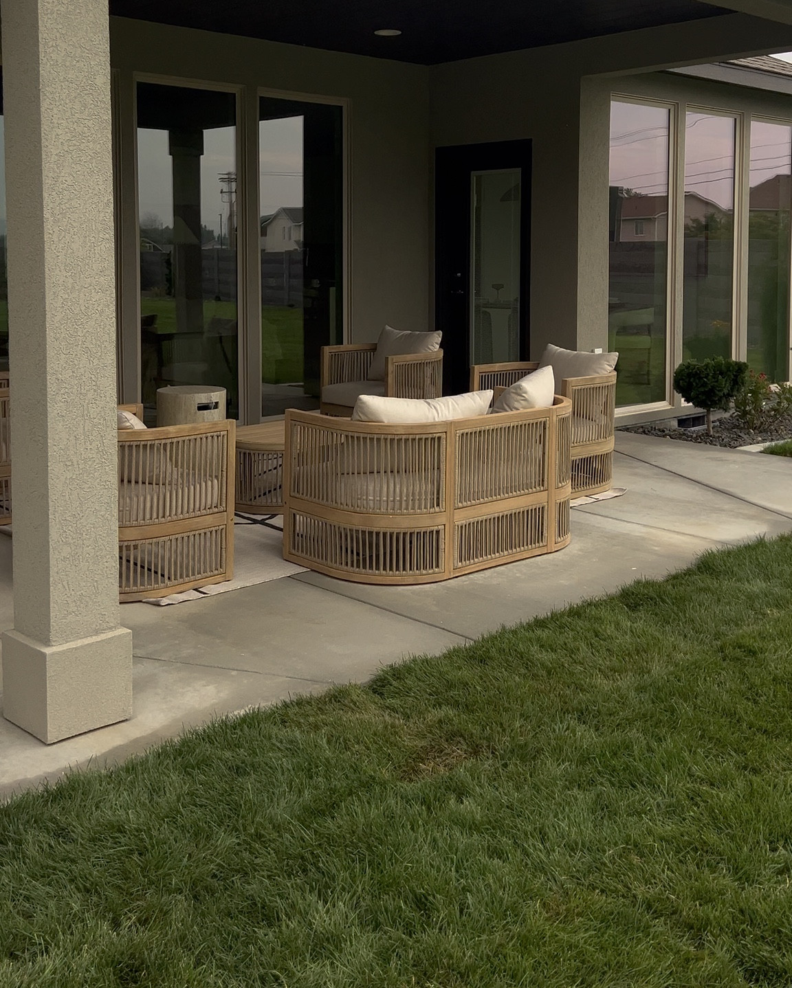 Modern teak patio furniture. Beige patio furniture 

#LTKHome #LTKSaleAlert #LTKSeasonal