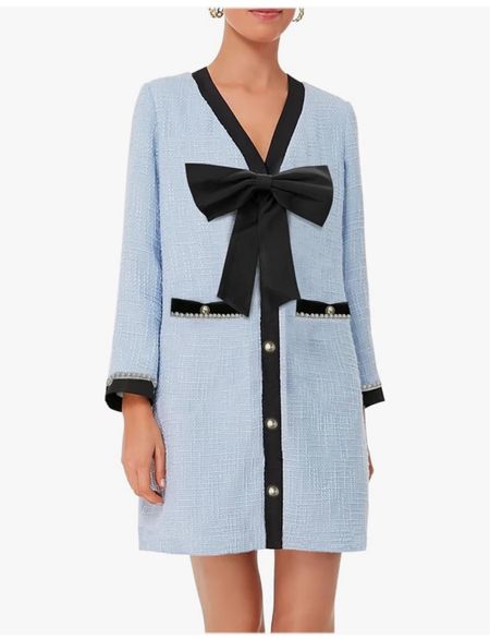 Tweed bow mini dress black and blue with gold buttons 

#LTKFindsUnder100 #LTKWorkwear #LTKStyleTip
