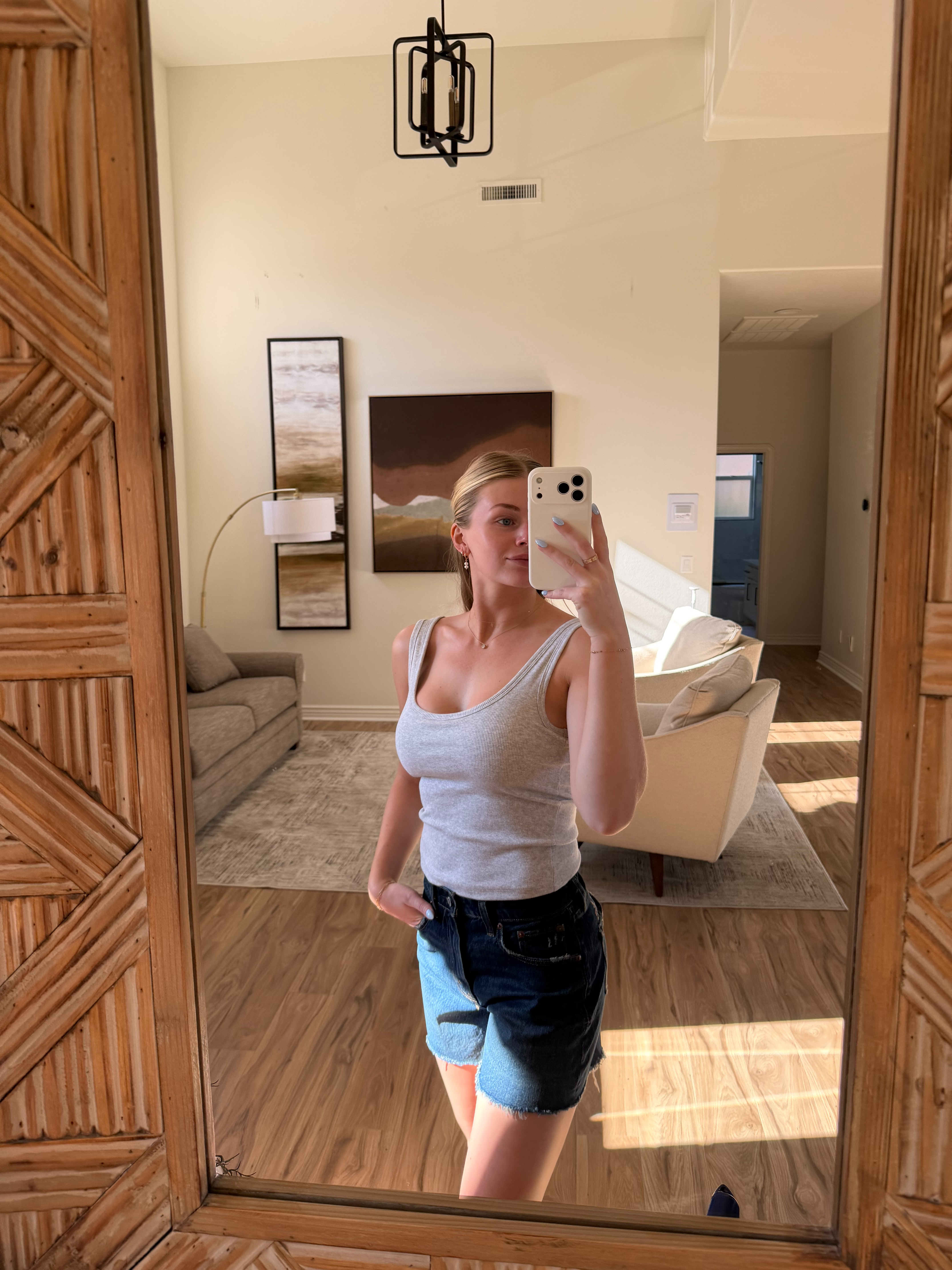 My favorite bra-free tank and denim shorts from Abercrombie! EVERYTHING is buy one get one 50% off right now! 

 #LTKootd #LTKmomlife #LTKSaleAlert