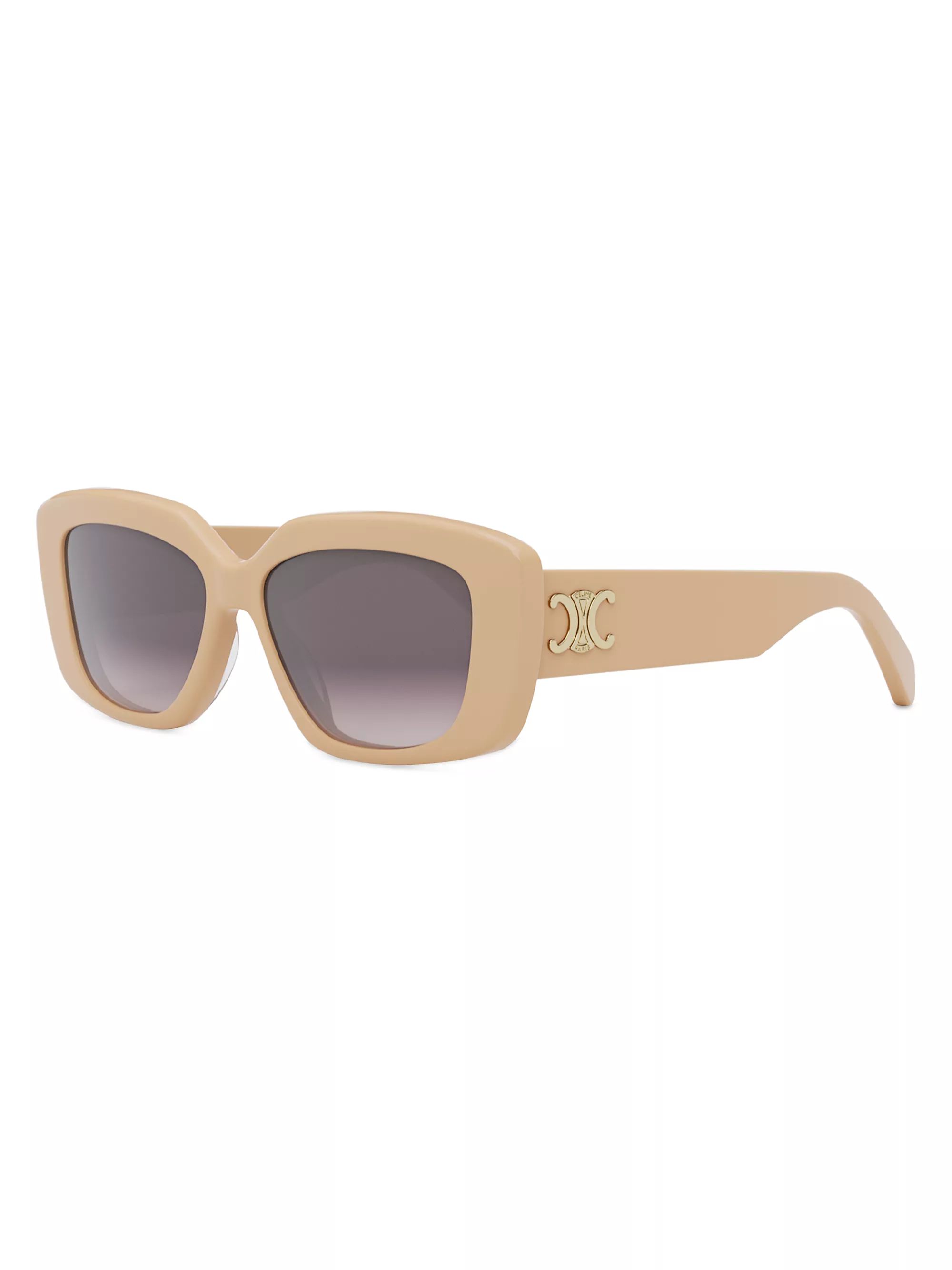 Shop CELINE Triomphe 55MM Geometric Sunglasses | Saks Fifth Avenue | Saks Fifth Avenue