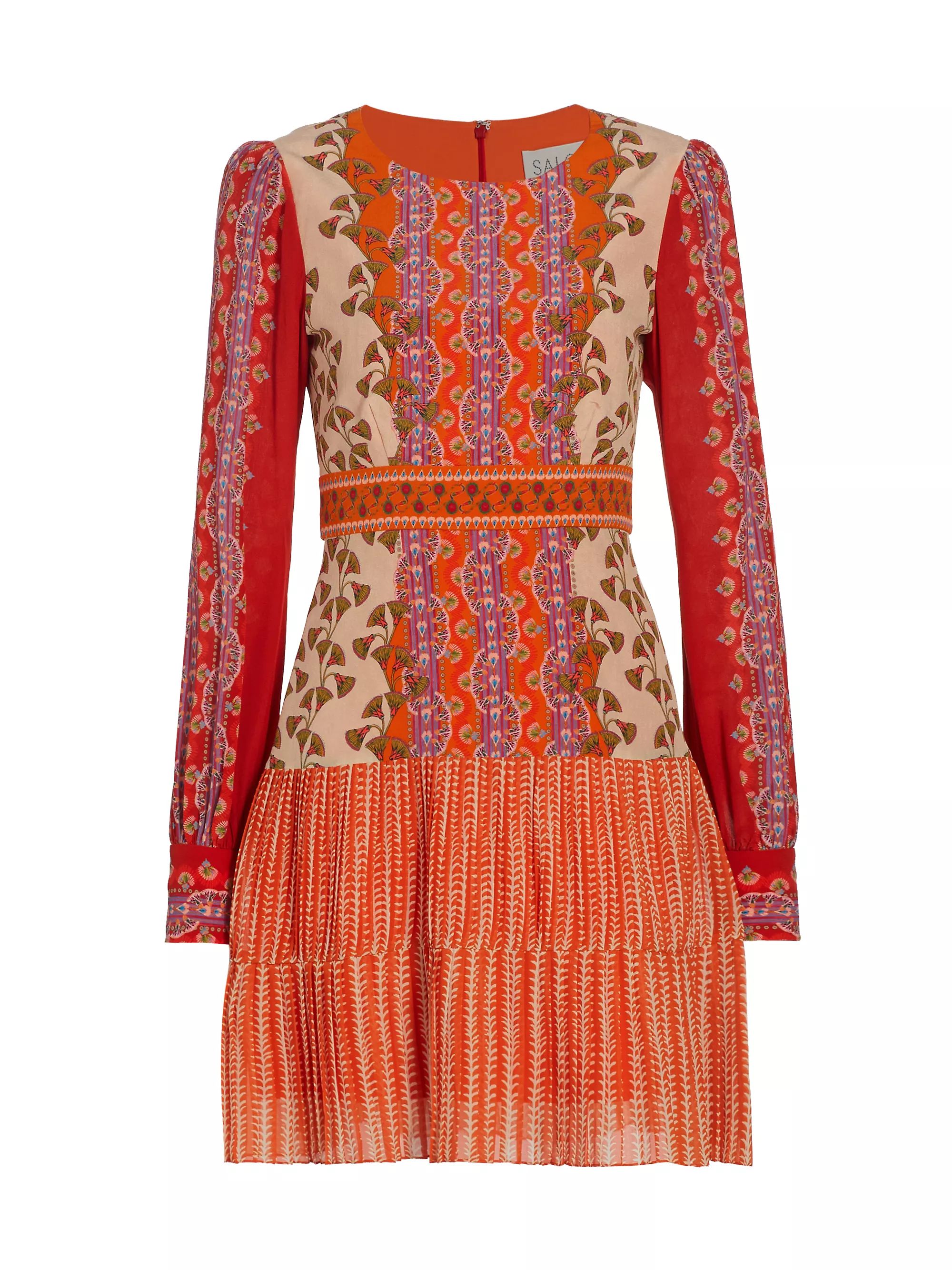 Vera Silk Floral Long-Sleeve Minidress | Saks Fifth Avenue