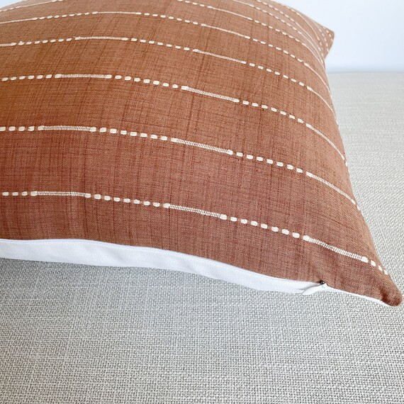 Hugh  Rust Handwoven Stripe Pillow Cover  Earthy Neutral - Etsy | Etsy (US)