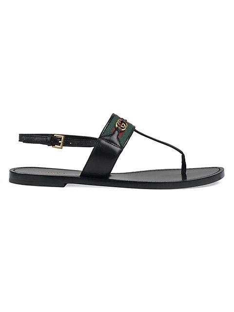 Leather Thong Sandals with Web | Saks Fifth Avenue