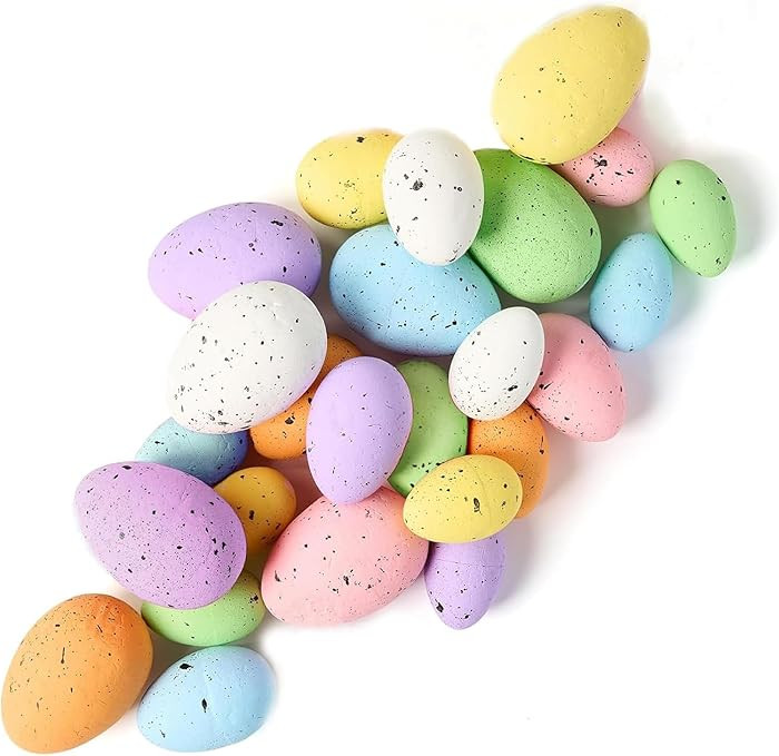 RHN 21 PCS 3 Sizes 7 Colors Foam Easter Eggs,Assorted Pastel Speckled Easter Eggs Decoration for ... | Amazon (US)