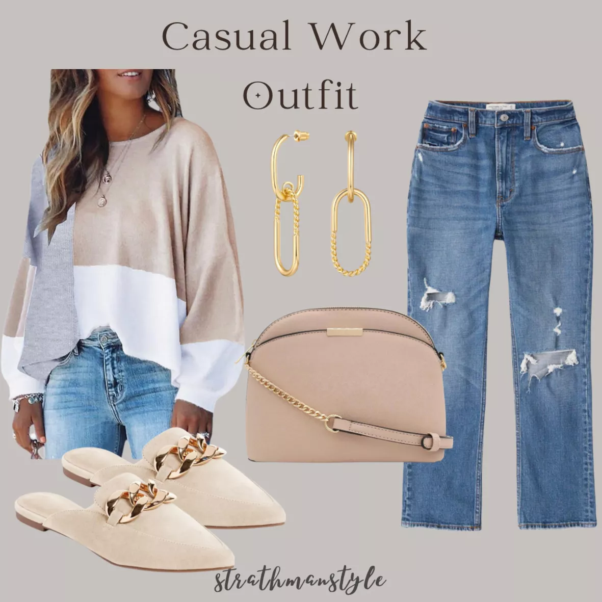 Wednesday's outfit of the day. Top & Jeans are in my LTK, bag is