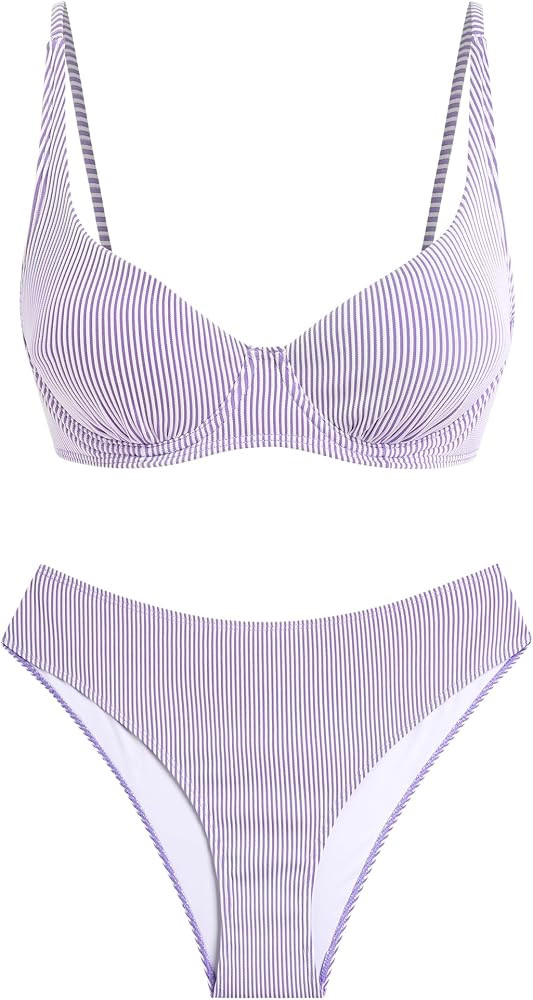 ZAFUL Womens Gingham Bikini Sets High Waisted Underwire Swimsuits Full Coverage Two Piece Swimwea... | Amazon (US)