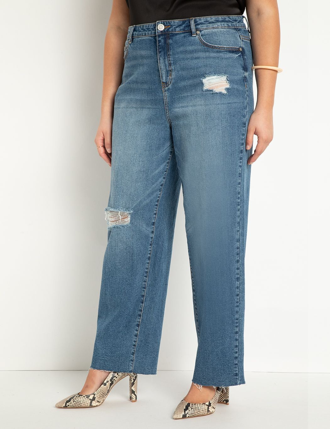 Distressed Straight Leg Jean | Eloquii