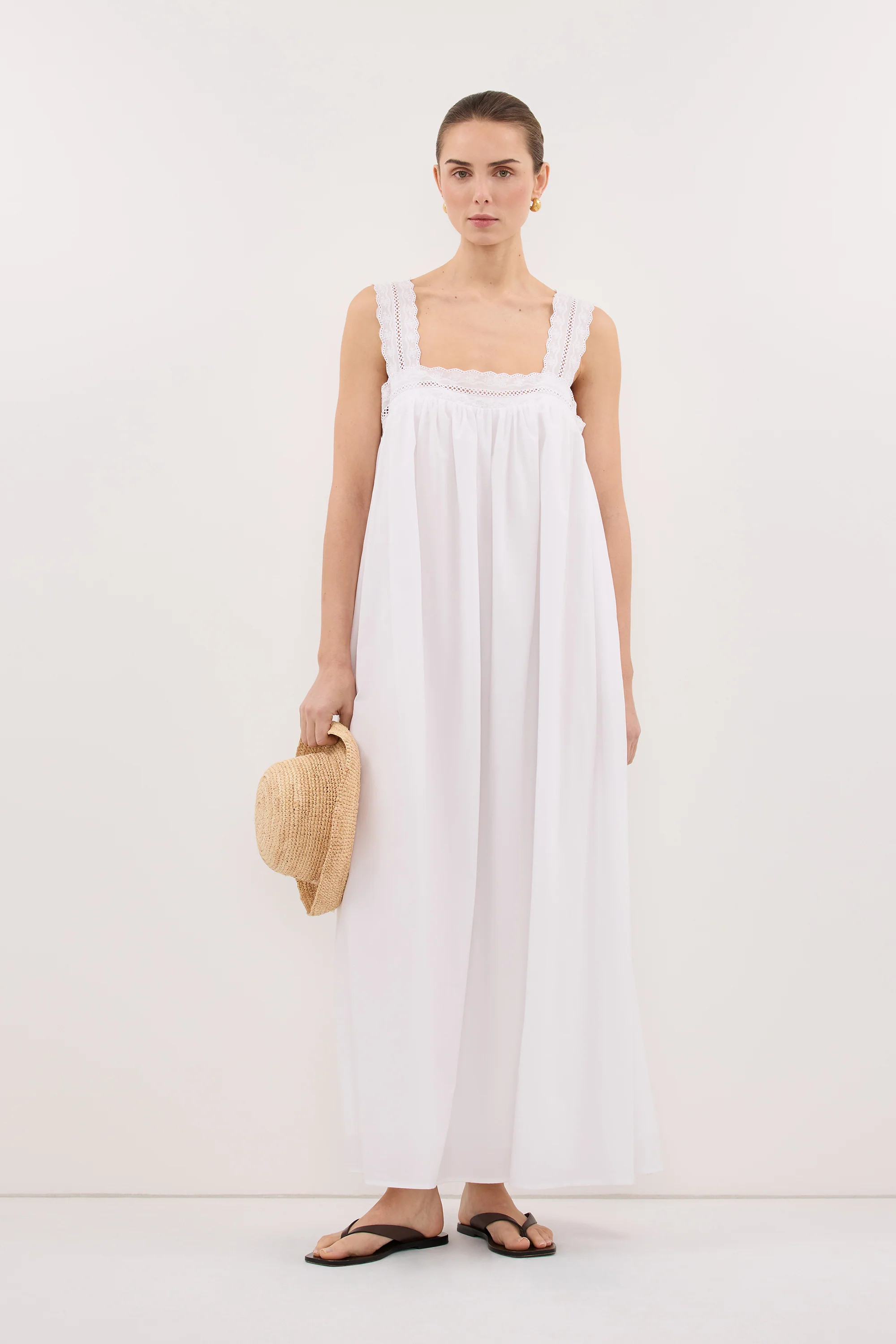 MIRANDA WHITE LACE TRIM MIDI DRESS | DISSH