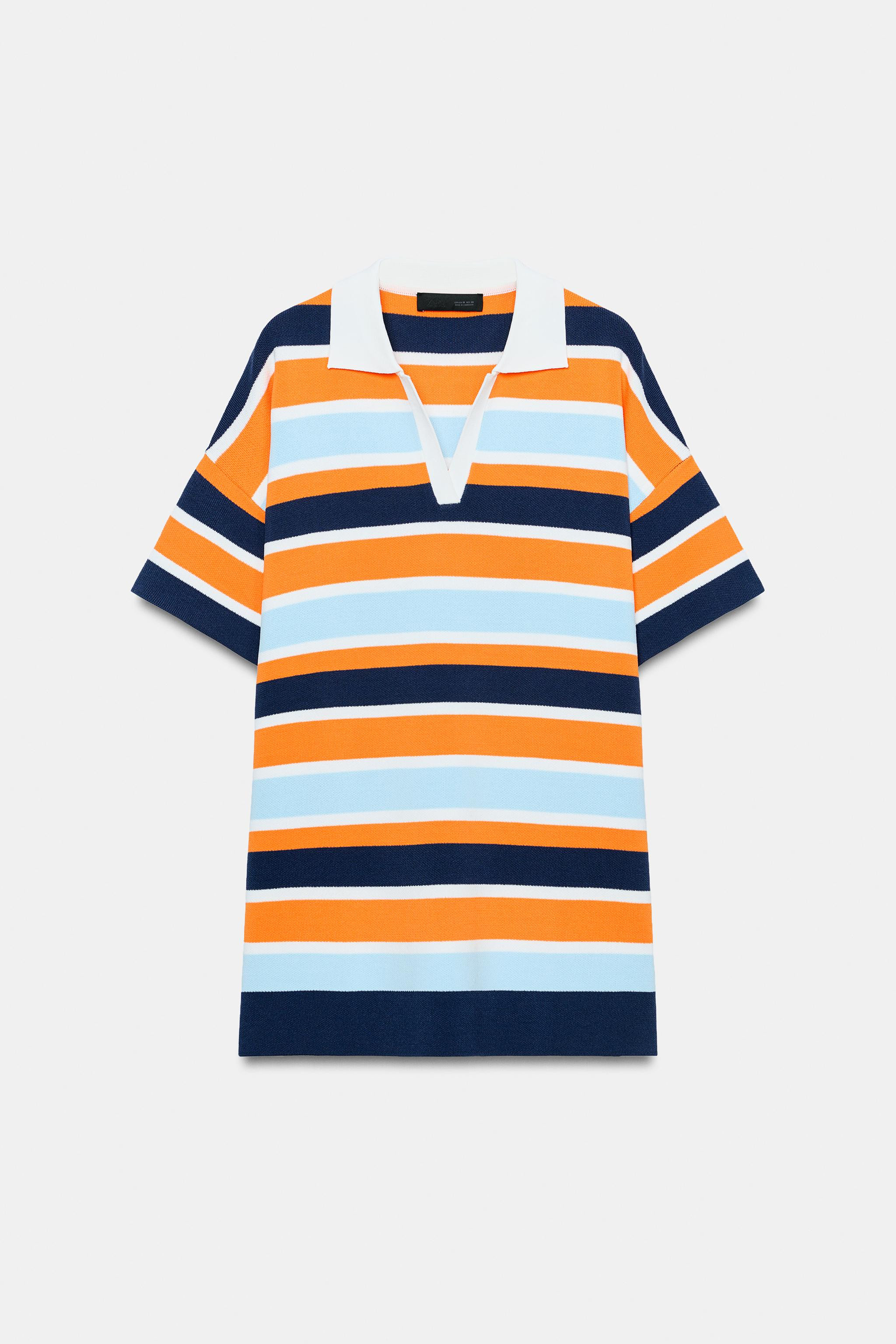 STRIPED KNIT POLO DRESS | Zara US