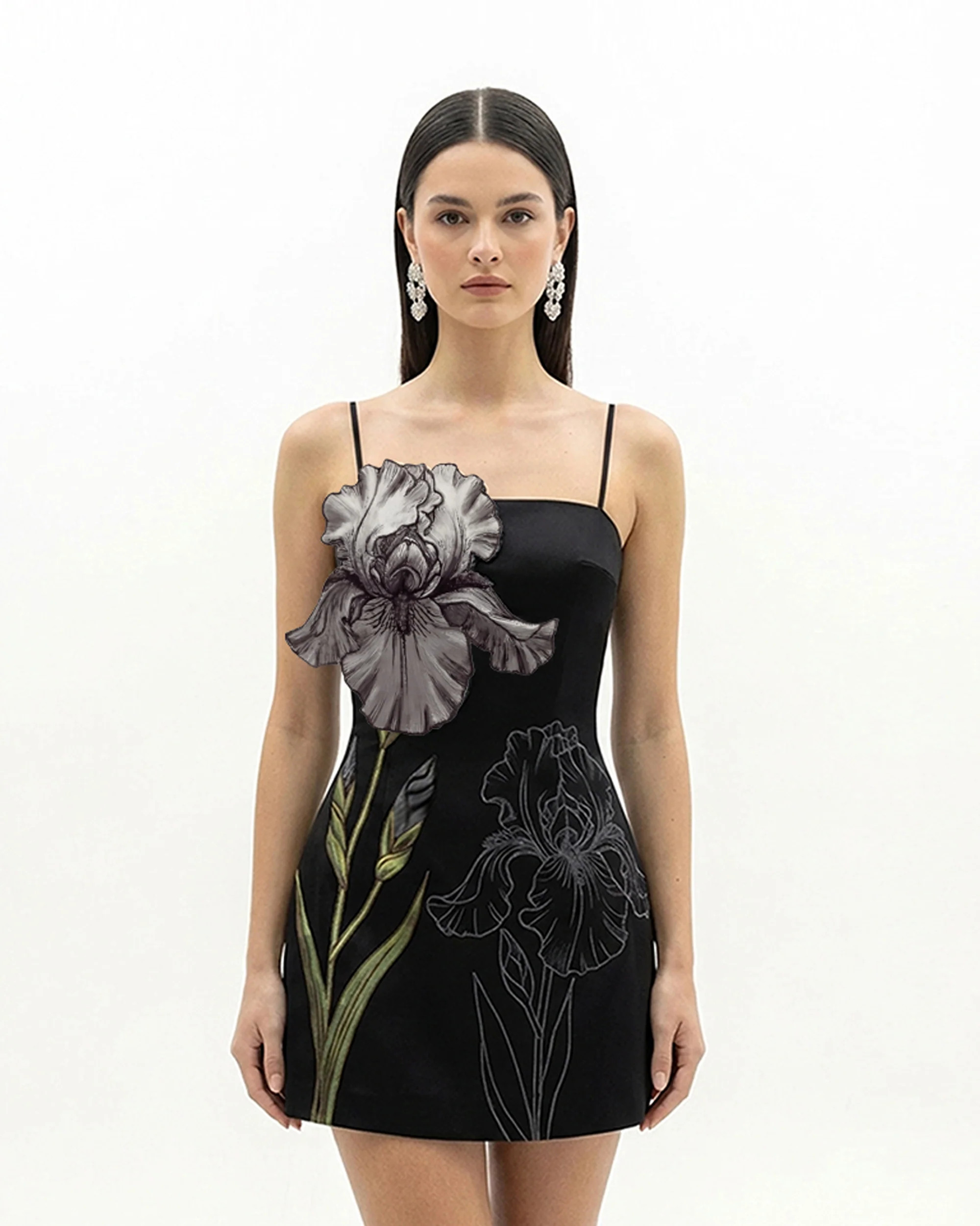 Iris Appliqué Mini Dress - Black | JW PEI US