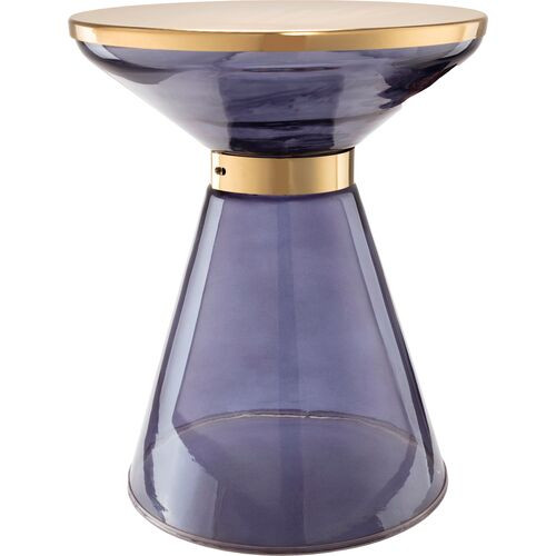 Cristiano Glass Side Table, Blue/Gold | One Kings Lane