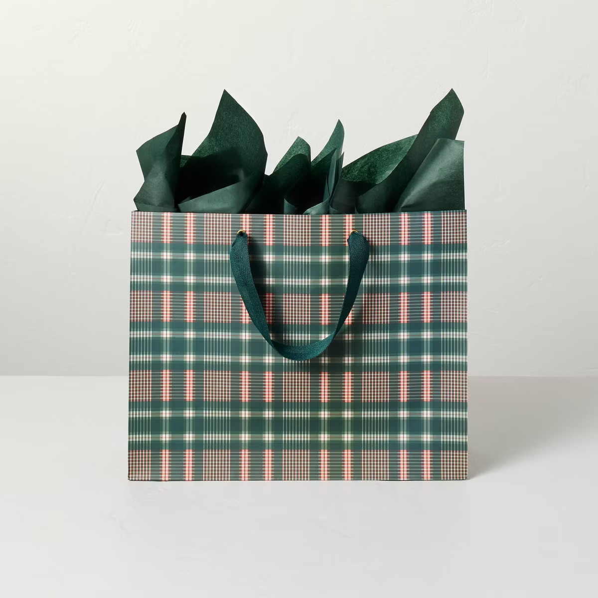 Large Plaid Gift Bag Red/Green - Hearth & Hand™ with Magnolia | Target