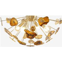 Agate Half Sphere Modern Brass Flush Mount Light Fixture | Etsy (US)