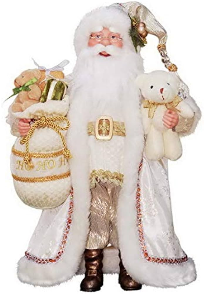 Windy Hill Collection 16" Inch Standing White & Gold Ho Ho Ho Santa Claus Christmas Figure Figuri... | Amazon (US)
