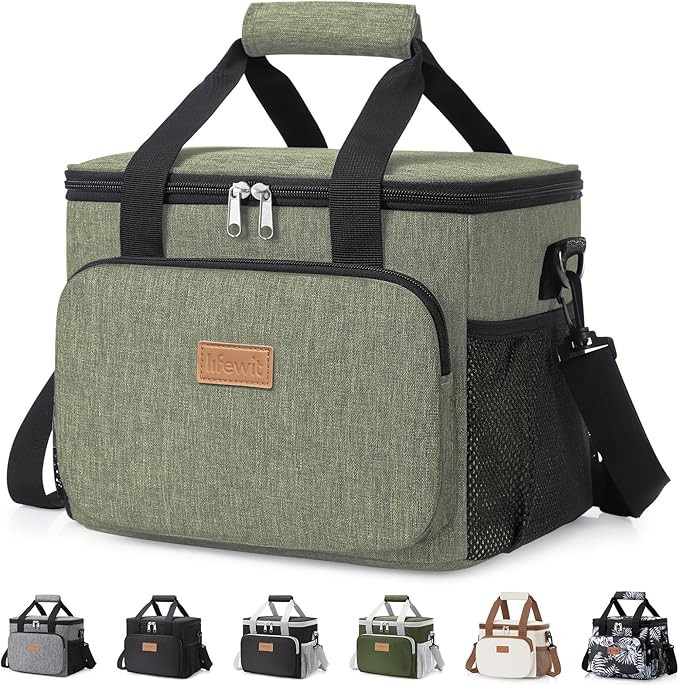Medium Lunch Bag, Insulated Lunch Box, Soft Cooler Cooling Tote for Adult Men Women, Dark Green 1... | Amazon (US)