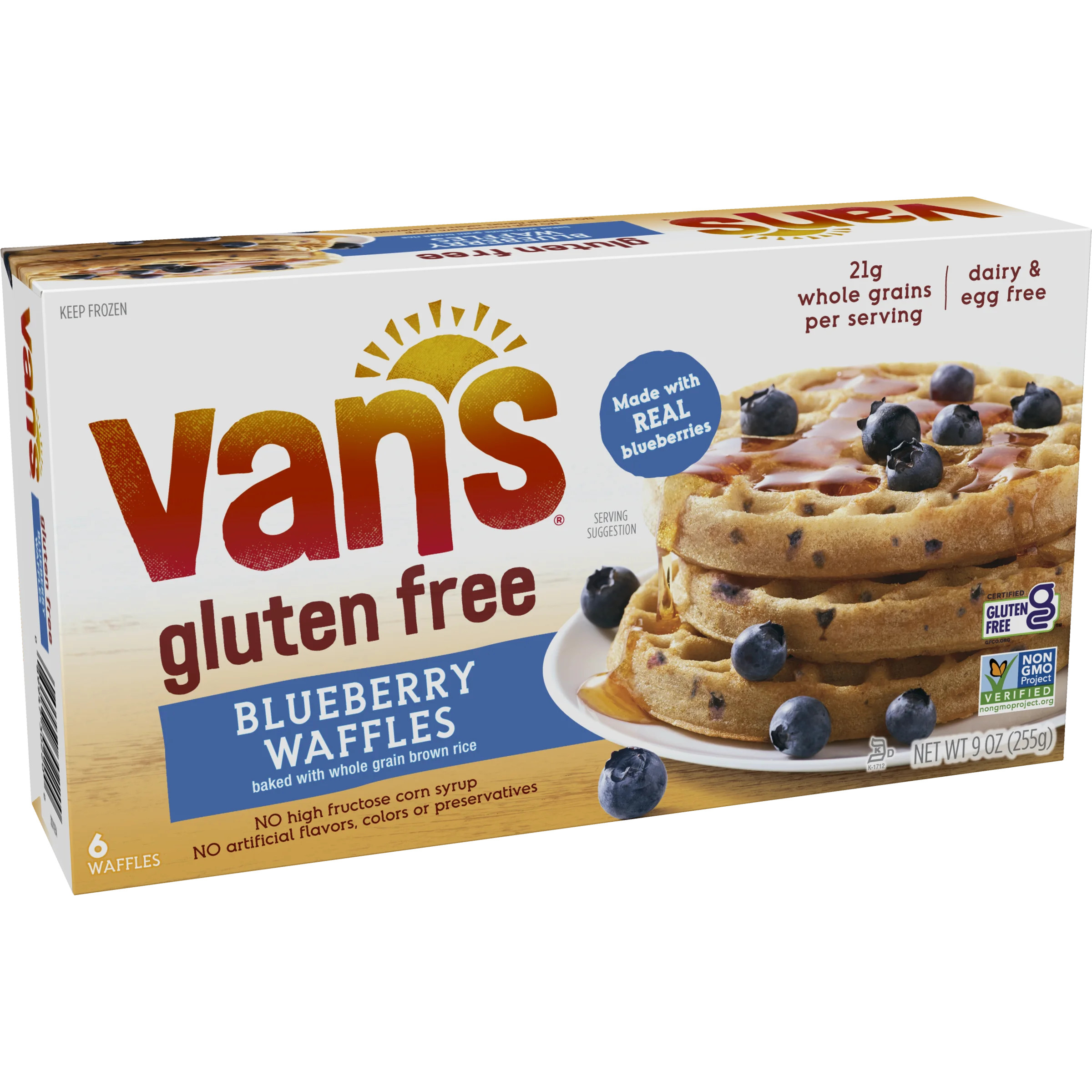 Van's Non-GMO, Gluten Free Blueberry Waffles, 6 waffles (9oz) - Walmart.com | Walmart (US)