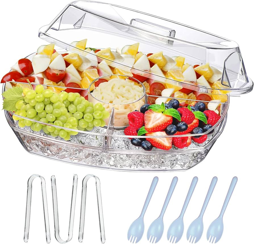 Fruit Trays for Serving for Party, 15 Inch Appetizer Serving Tray on Ice, Party Platters for Serv... | Amazon (US)