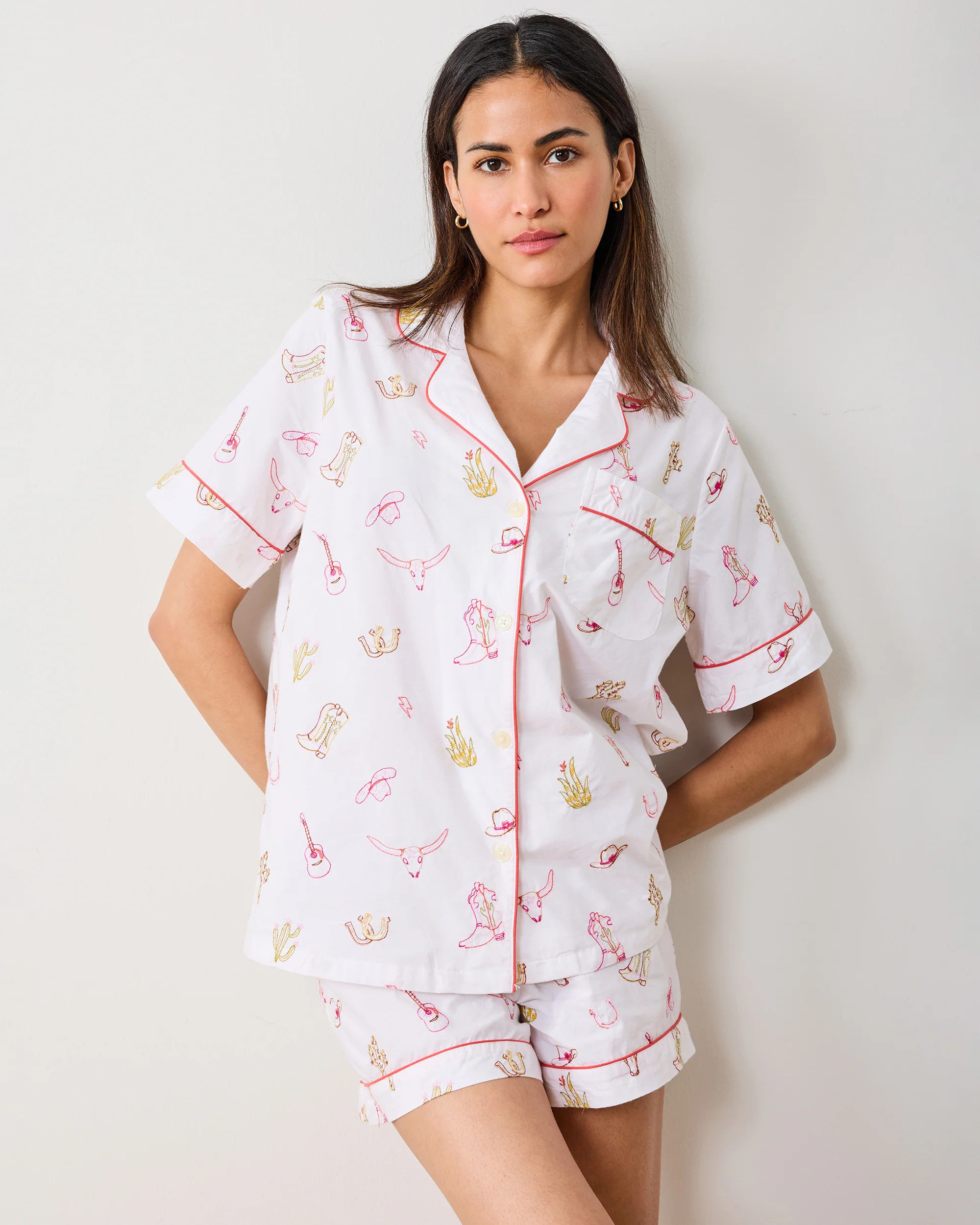 Western Embroidery - Short PJ Set - Cloud | Printfresh