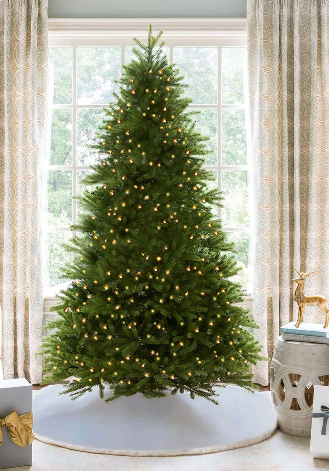 9' King Fraser Fir Artificial Christmas Tree with 1200 Warm White & Multi-Color LED Lights | King of Christmas