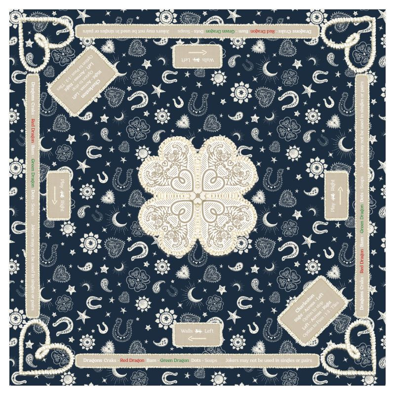 Mahjong Gaming Mat, HEARTS & HORSESHOES **RULES EDITION | Jones & Daughters