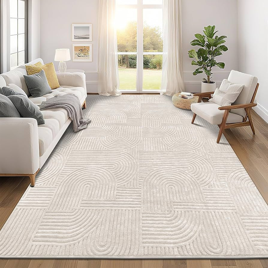 Pauwer 9x12 Washable Area Rugs for Living Room Modern Beige Solid Color Soft Fluffy Rugs for Bedr... | Amazon (US)