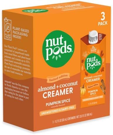 Amazon.com: nutpods Pumpkin Spice (3-Pack), Unsweetened Dairy-Free Creamer, Made from Almonds and... | Amazon (US)