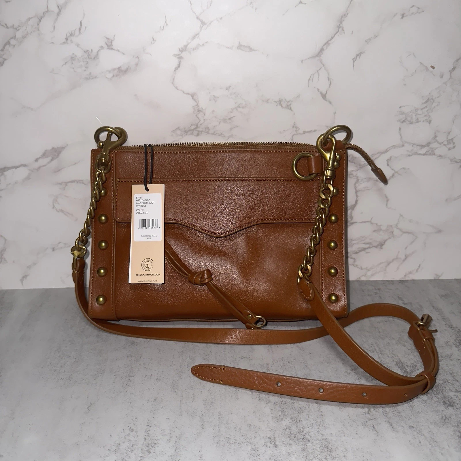 Rebecca Minkoff Brown Mab Crossbody with Studs Caramello NWT $228 Retail | eBay AU