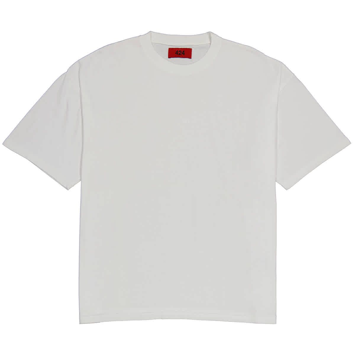 424 Mens Off White Logo Crew T-shirt, Size Small | Jomashop.com & JomaDeals.com