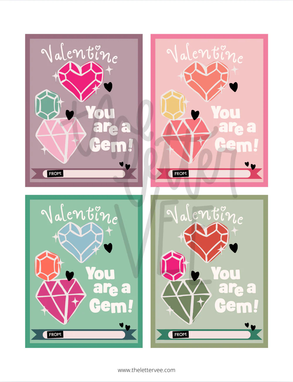 You're a GEM Valentines | Printable Valentines | The Letter Vee