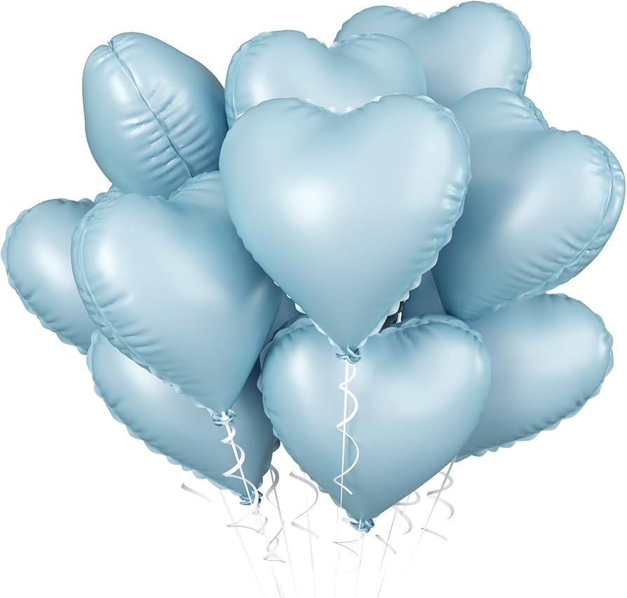 Baby Blue Heart Balloon, 10PCS Blue Foil Heart Balloons, 18inch Pastel Blue Heart Shape Balloons ... | Amazon (US)