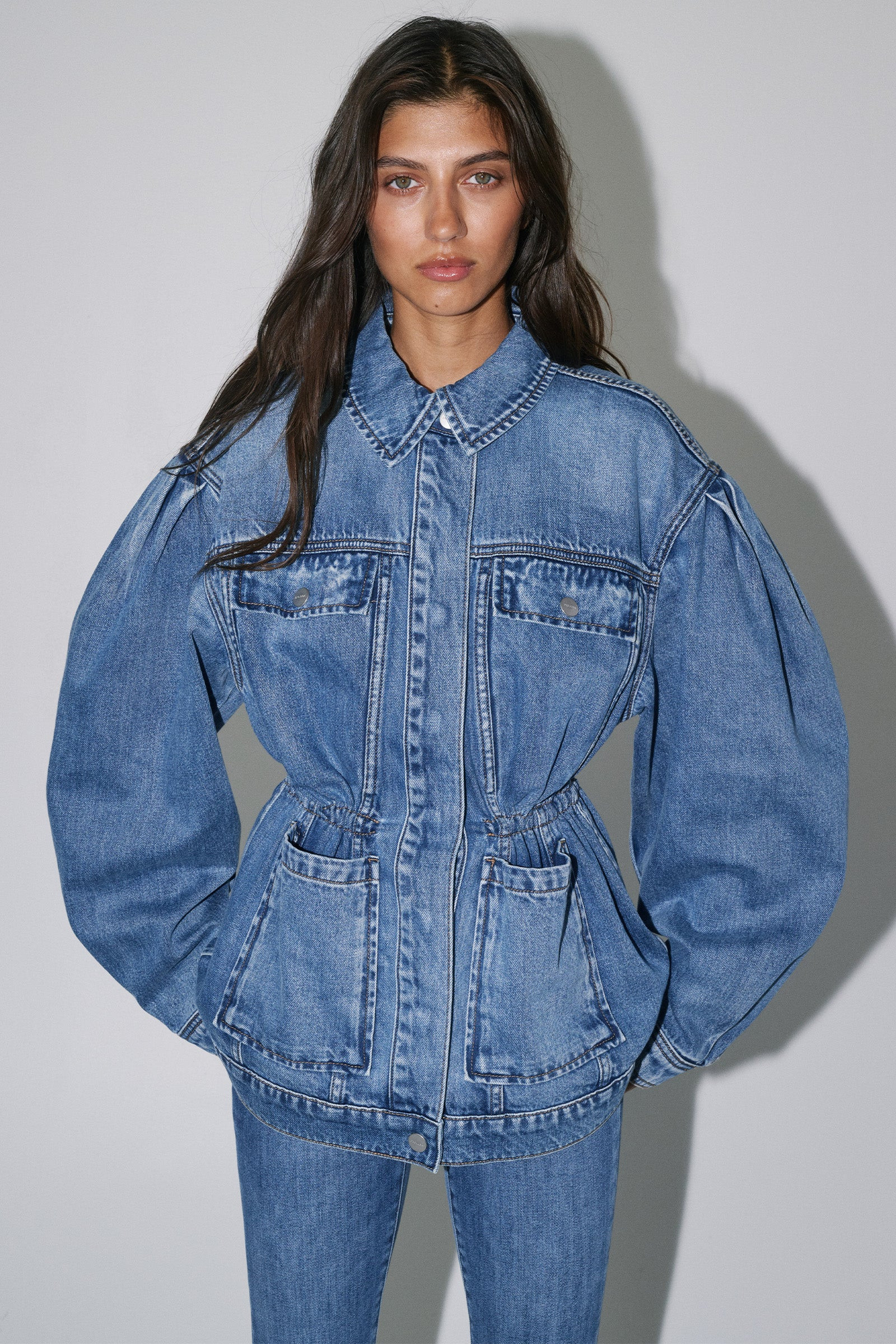 Alyssa Cinched Denim Jacket - BAY BLUE | DECJUBA