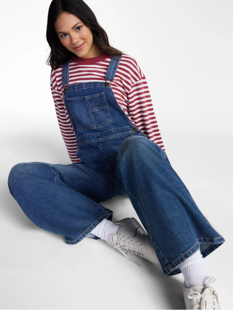 No Boundaries Wide Leg Baggy Overalls, Women's XXS-XXL | Walmart (US)