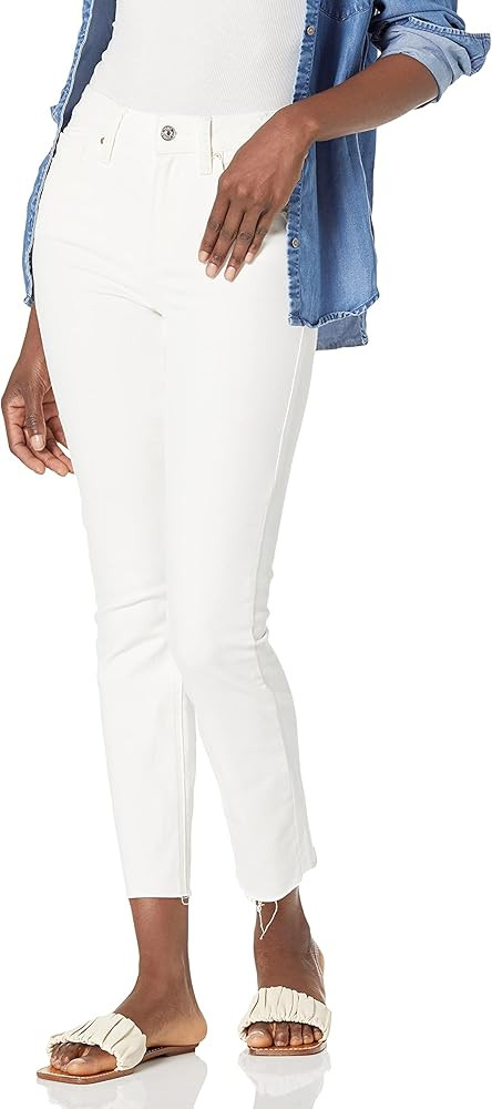 PAIGE Women's Cindy High Rise Straight Leg W/Double Back Belt Loops + Raw Hem | Amazon (US)