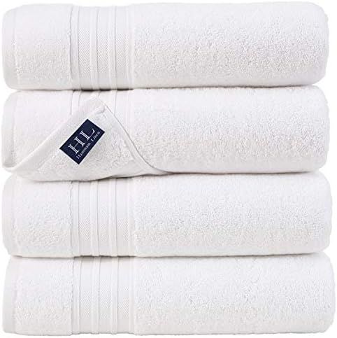 Hammam Linen White Bath Towels 4-Pack - 27x54 Soft and Absorbent, Premium Quality Perfect for Daily  | Amazon (US)