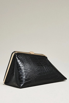 Textured Croc Angular Hardware Clutch | Anthropologie (US)