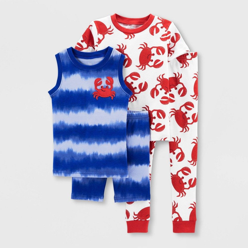 Baby Boys' 4pc Crab Pajama Set - Just One You made by carter's Red/Blue 9M | Target