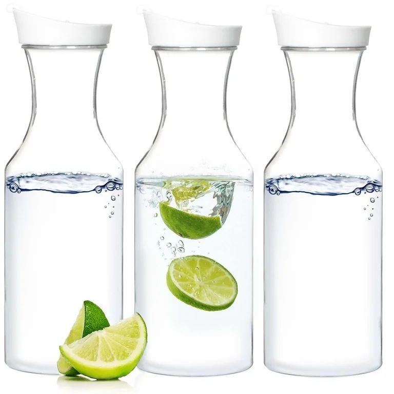 3 Pack 35OZ Plastic Carafe, Reusable Clear Water Pitcher, Beverage Containers with Lids YE396.304 | Walmart (US)