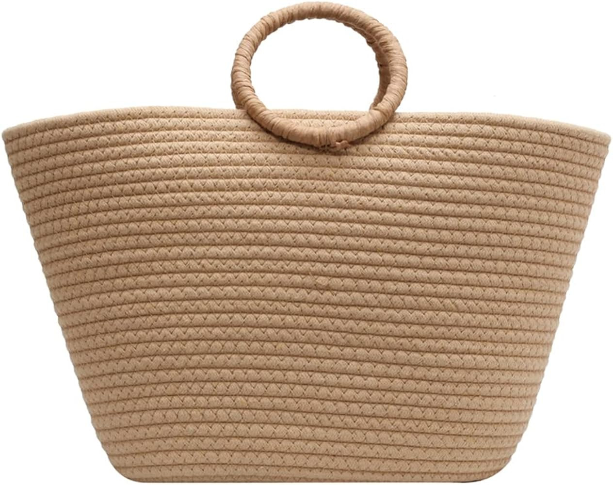 YFGBCX Summer Beach Bag for Women Straw Bag Top Handle Handbag Purse Soft Woven Tote Bag Handmade... | Amazon (US)