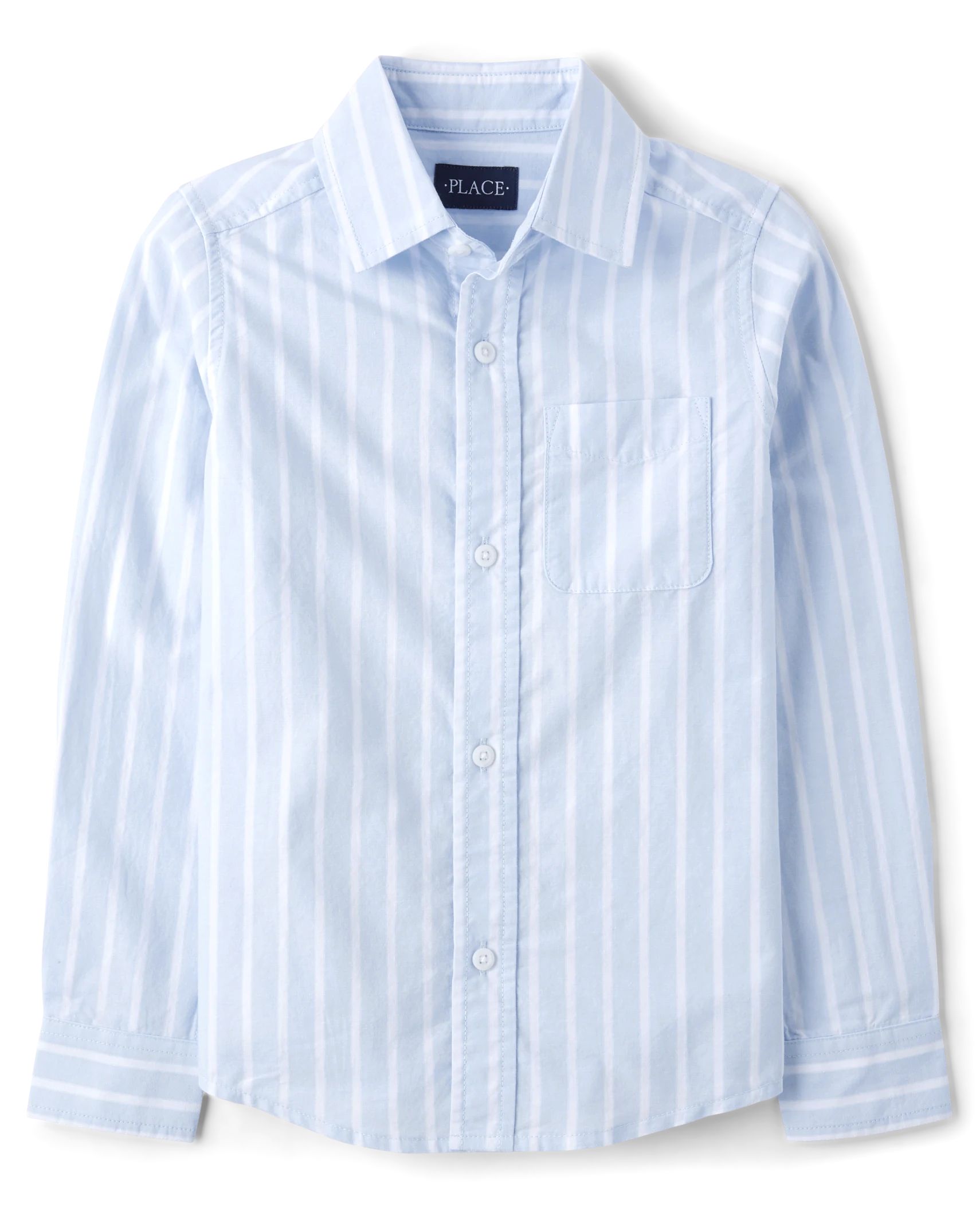 Boys Long Sleeve Striped Poplin Button Up Shirt | The Children's Place  - WHIRLWIND | The Children's Place